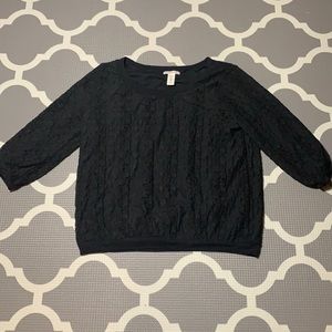 Black lace 3/4 sleeve shirt women’s size XL